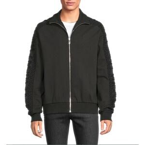 $1,995 NWT Versace Black Mock Collar Logo Cotton Track Jacket Top Jumper Size S